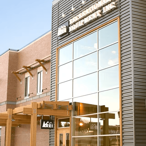 The front of the REI store in Hingham, Massachusetts