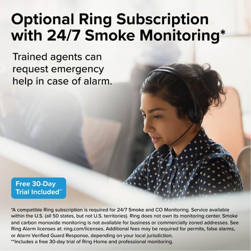 Optional Ring Subscription with 24/7 Smoke Monitoring