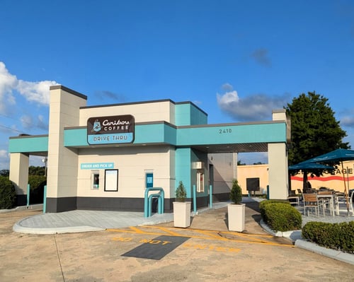 Storefront of the Caribou Coffee at 2410 South Cobb Drive Southeast in Smyrna