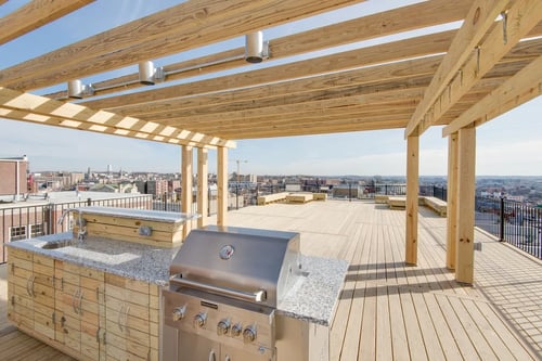 Rooftop Grilling Station and pavilion at 1841 Columbia Road Apartments in Washington, DC