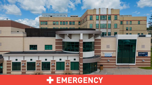Exterior image of Rochester Regional Health Massena Hospital which houses the Emergency Department