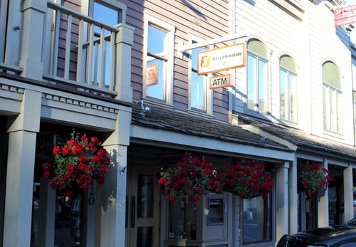Exterior image of First Interstate Bank in Jackson, Wyoming.