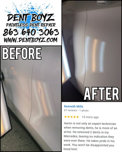Before & After Paintless Dent Repair on a beautiful 2018 Mercedes