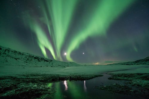 Picture of northern lights in the arctic.