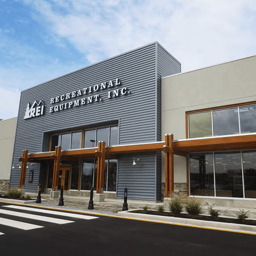 The front of the REI store in Newark, Delaware