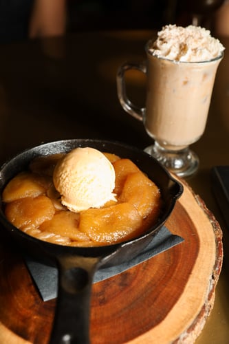 Apple Tatin and Cocktail served at Robinson Room on Main Street in Columbia, South Carolina