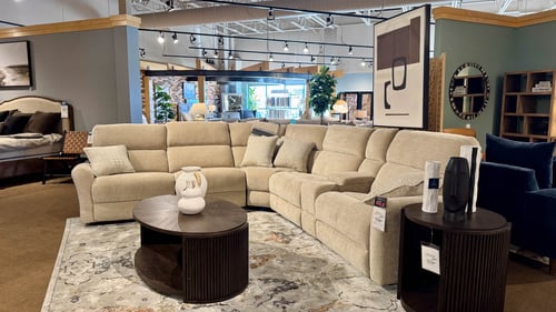 Woodbury Slumberland Furniture white L-shaped sectional
