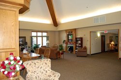 TV and couches in gathering area at Avera Brady Assisted Living in Mitchell, SD.