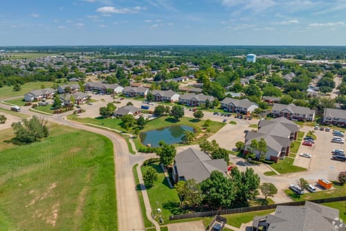 bird's eye view of the apartment community at Chapel Ridge of Stillwater in Stillwater, OK, 74075