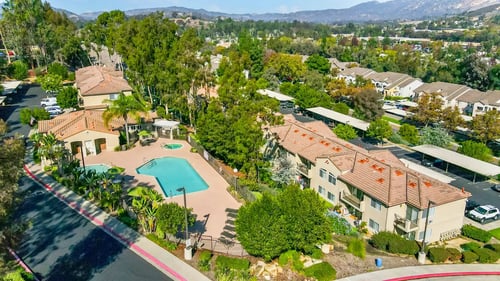 Apartment complex with pool at The Terraces, Escondido, CA