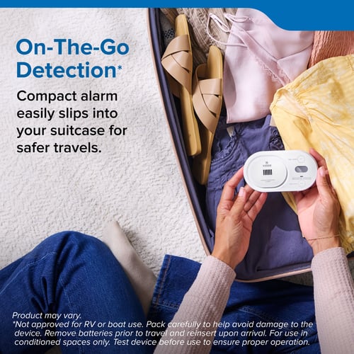 On the go detection compact alarm easily slips into your suitcase for safer travels.