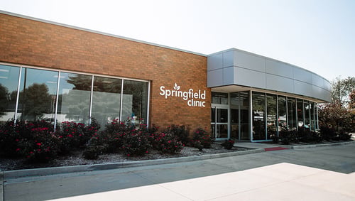 Brick exterior of single-level medical office building in Sherman, Illinois
