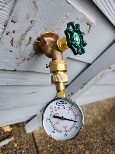 a water pressure meter, part of our toolset in isolating hidden leaks.