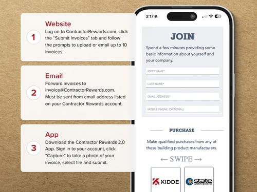 Image of a phone with the steps to sign up