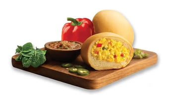 These vegetarian friendly treats are filled with eggs, fresh bell peppers, spinach, jalapeños, picante sauce & spices