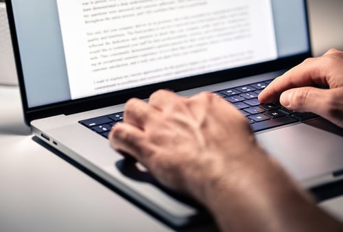 typing on computer
