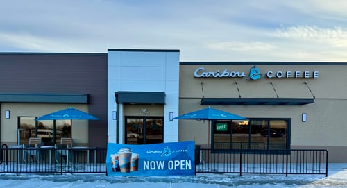 Storefront of the Caribou Coffee at 17065 Capitol Drive in Brookfield