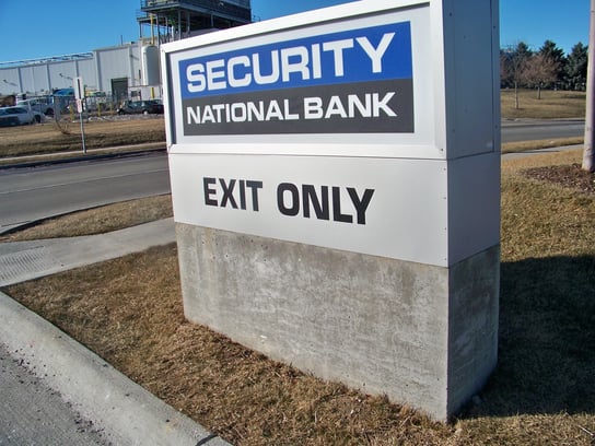 Exterior of Security National Bank - South Omaha (Stockyards) branch in Omaha, NE.