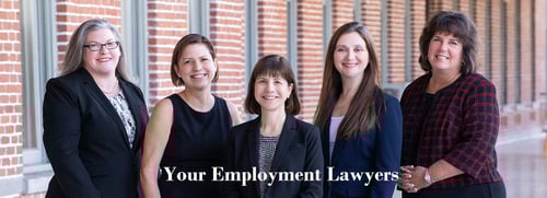 Picture of 5 employee rights attorneys with Sass Law Firm from Left to Right - Amanda Biondolino, Jennifer Zumarraga, Cynthia Sass, Yvette Everhart ,Janet Wise - Your Employment Lawyers