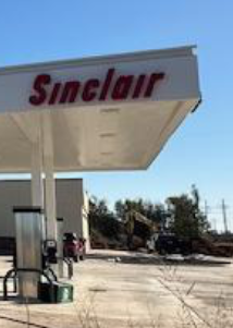 Sinclair gas station fueling island