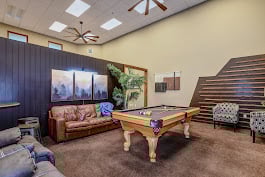 Entertainment room with pool table for recreation