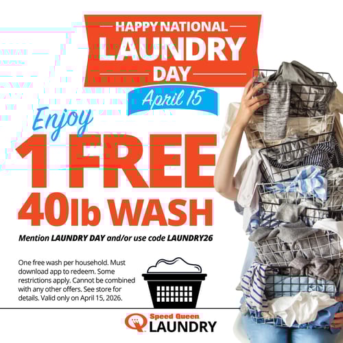 Celebrate National Laundry Day on April 15 with 1 FREE 40 lb wash