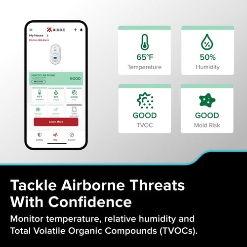 Tackle airborne threats with confidence by monitoring temperature relative humidity and total volatile organic compounds called TVOCs.