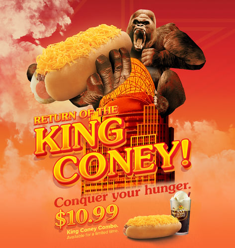 King Coney and soda float