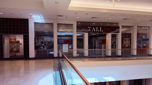 All In Adventures Escape Rooms Storefront located at The Shoppes at Buckland Hills in Manchester, CT with multiple escape room themes that are perfect for all ages.