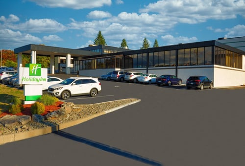 The welcoming entrance to the Holiday Inn Scranton East - Dunmore.