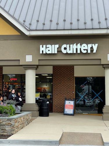 The front entrance of Hair Cuttery at Westpark Center.