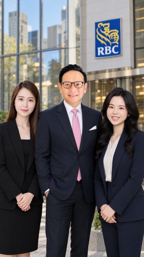 Group members standing in front of RBC building