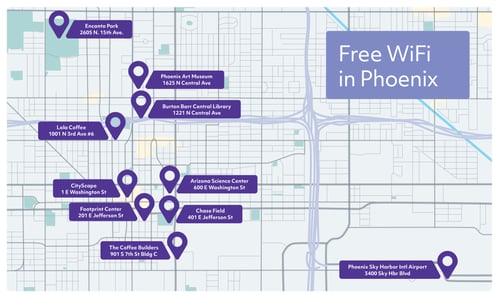Map of free Wi-Fi in Phoenix