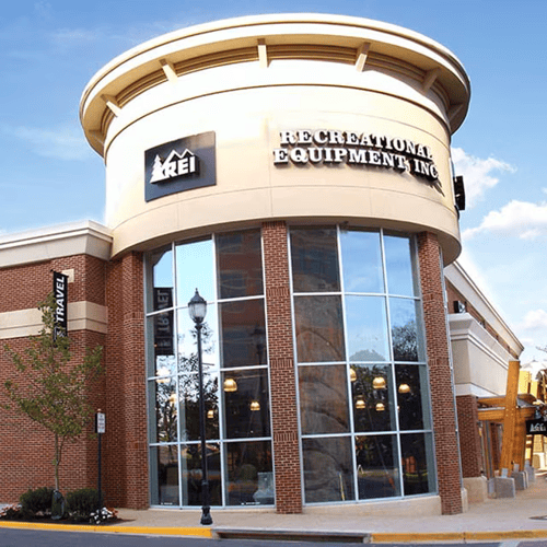 The front of the REI store in Fairfax, Virginia