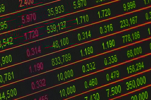 Close-up of a stock exchange board.