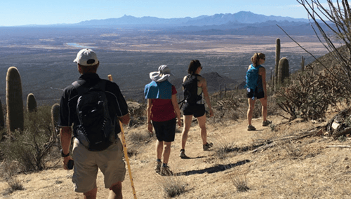 A group of people hiking.