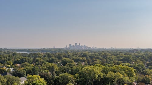 City skyline at Joppa Lane Apartments, St Louis Park