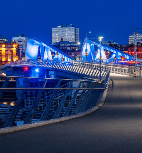 Johnson Street Bridge in Victoria BC at night