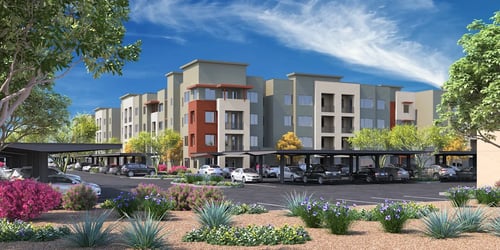 exterior view of Suncrest Vista at Canyon Trails 55+ Apartments