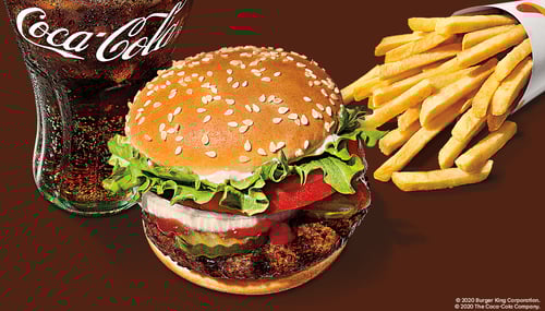 Burger with fries and coca-cola