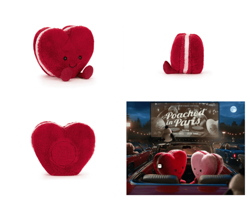 Jellycat Amuseables Arlette Heart Macaron Red Meet Jellycat's Amuseables Arlette Heart Macaron in vibrant red—a delightful plush companion that combines playful design with premium softness.