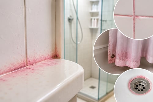 pink mold in bathroom