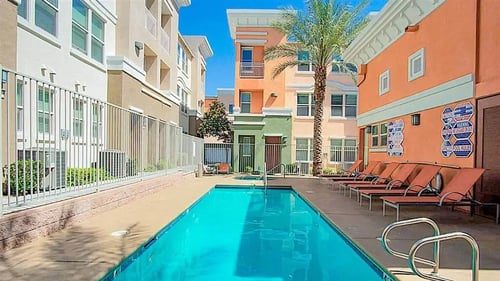 Fenced swimming pool at Croix Townhomes, Henderson, NV, Nevada, 89014