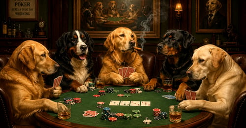 Dogs playing poker.