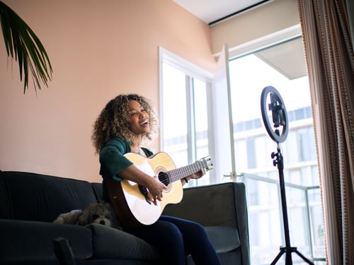 Content creator using symmetrical internet to live stream