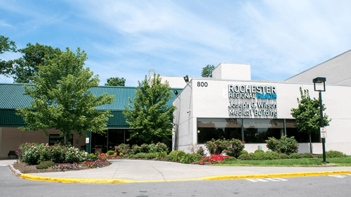 Exterior image of Rochester Regional Health Joseph C Wilson Building which houses the Pharmacy