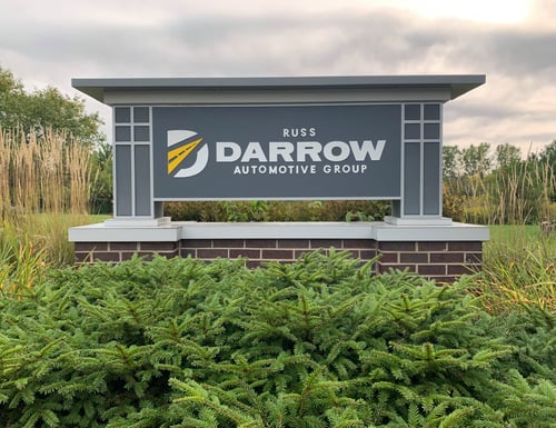 Russ Darrow Corporate Office sign as you pull into the parking lot.