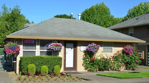 Apartment building from outside at Mountain High Apartments, Gresham, OR, 97080