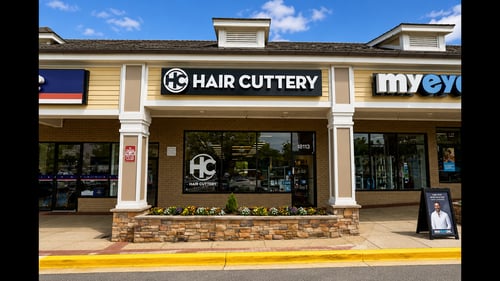 Outside the Hair Cuttery salon in  Olney
