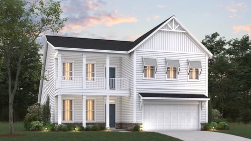 two-story home with white siding